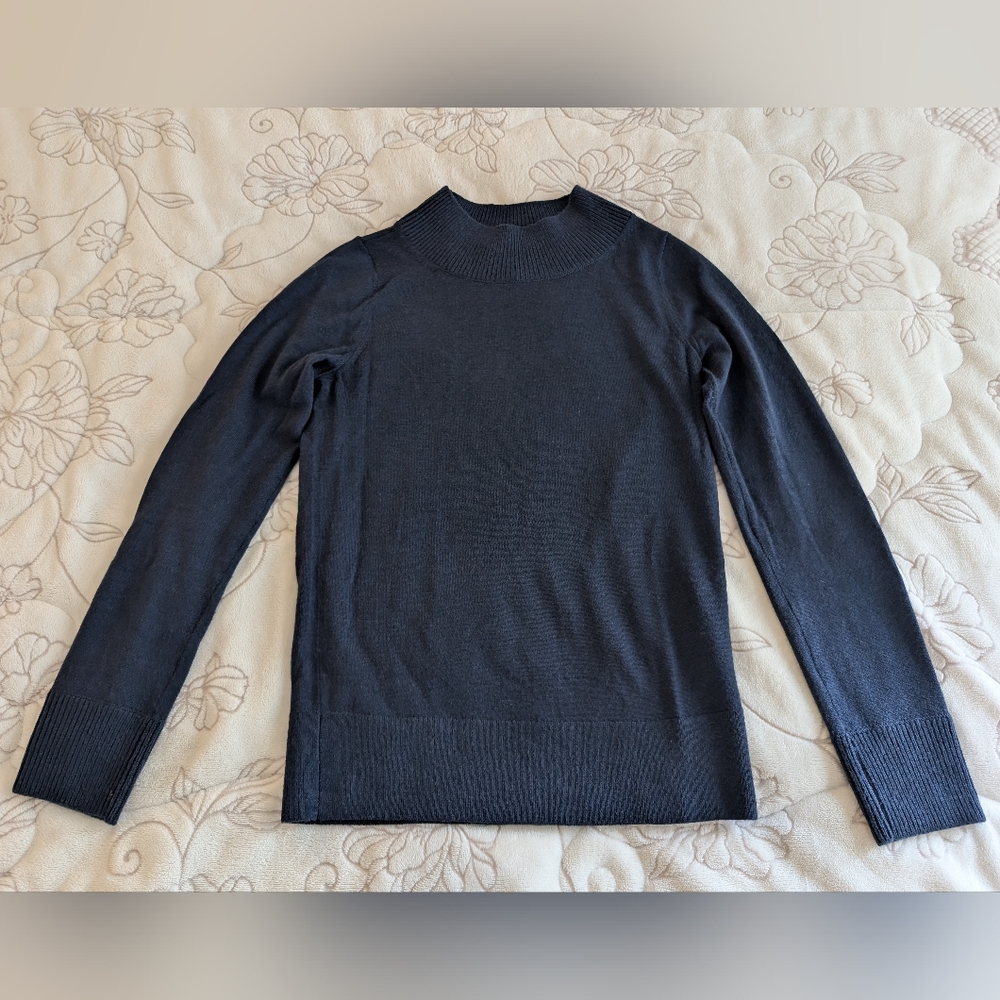 [Club Monaco] 100% Merino Wool Dark Navy Blue Mockneck Sweater Sz XS